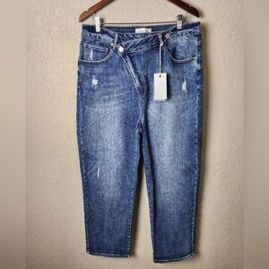 Risen High Rise Crossover Tapered Jeans  Medium Blue Wash Size 2XL